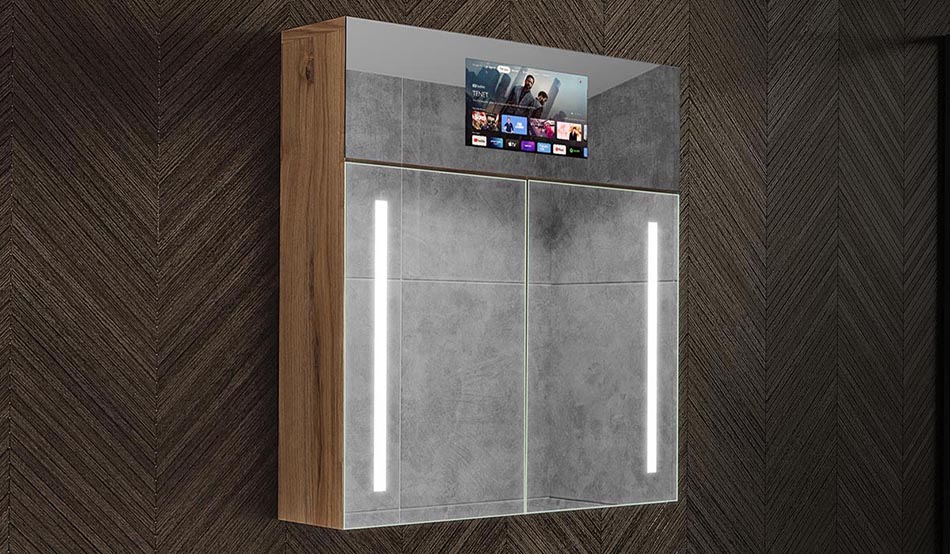 Sarah - moderne LED-kast met klok en Bluetooth | ARTFORMA