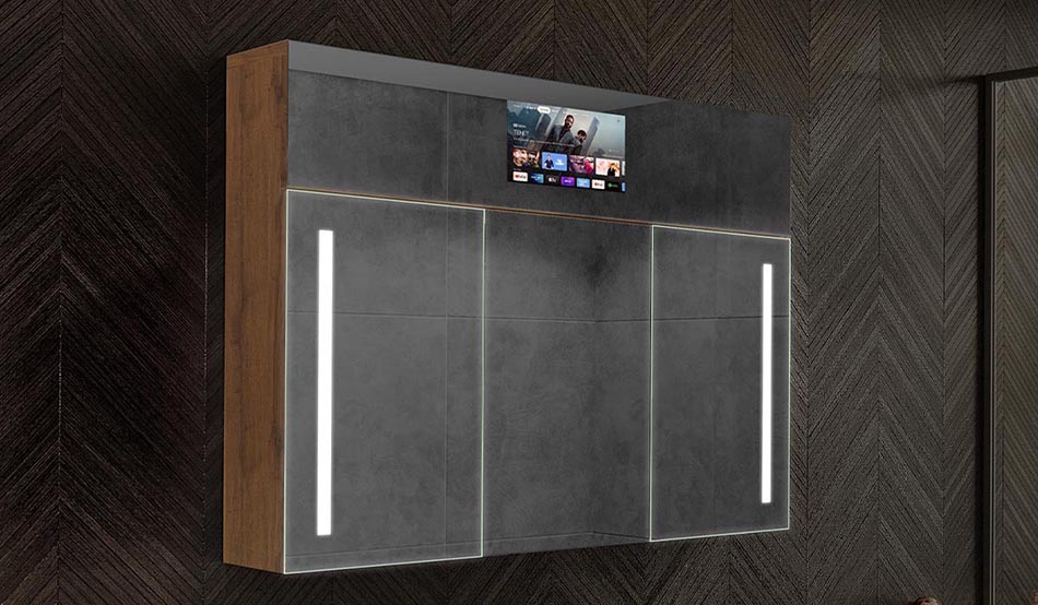 Sarah - moderne LED-kast met klok en Bluetooth | ARTFORMA