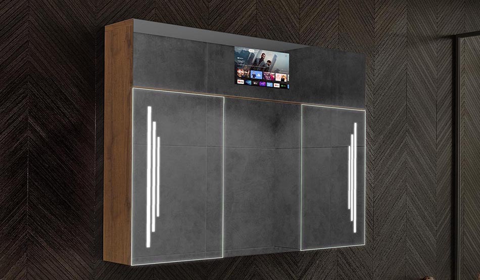 Sarah - moderne LED-kast met klok en Bluetooth | ARTFORMA