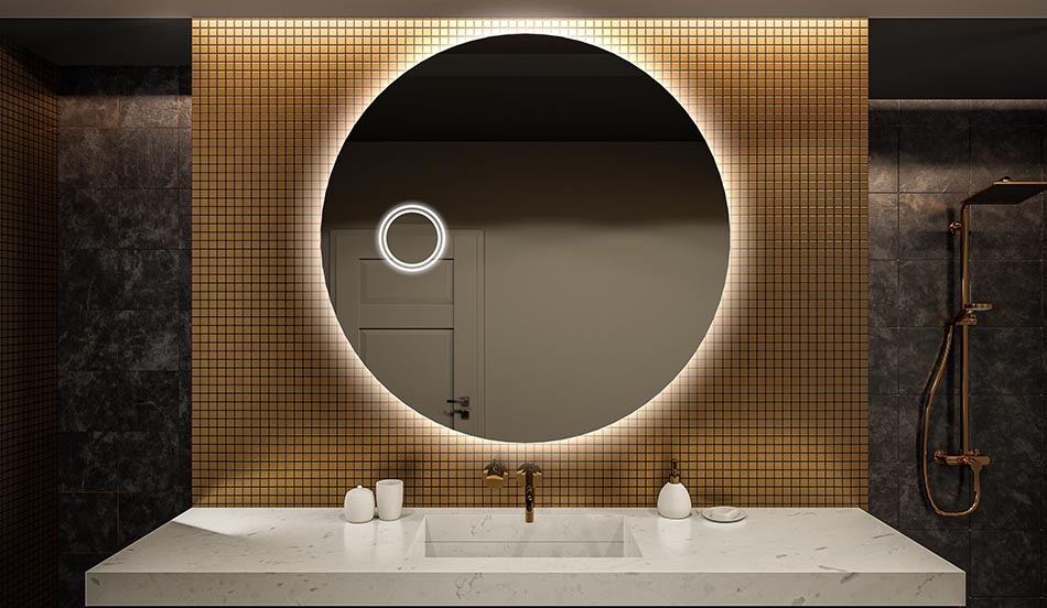 Sfeervolle LED-ronde spiegel met achtergrondverlichting voor de badkamer | ARTFORMA