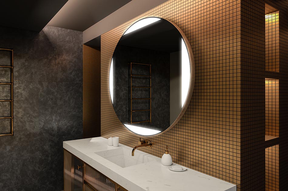 Moderne ronde spiegel met zacht LED licht in premium stijl | ARTFORMA