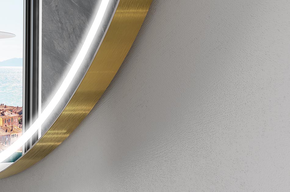 Onregelmatig gevormde spiegel met zachte sfeerverlichting voor elegante interieurs | ARTFORMA