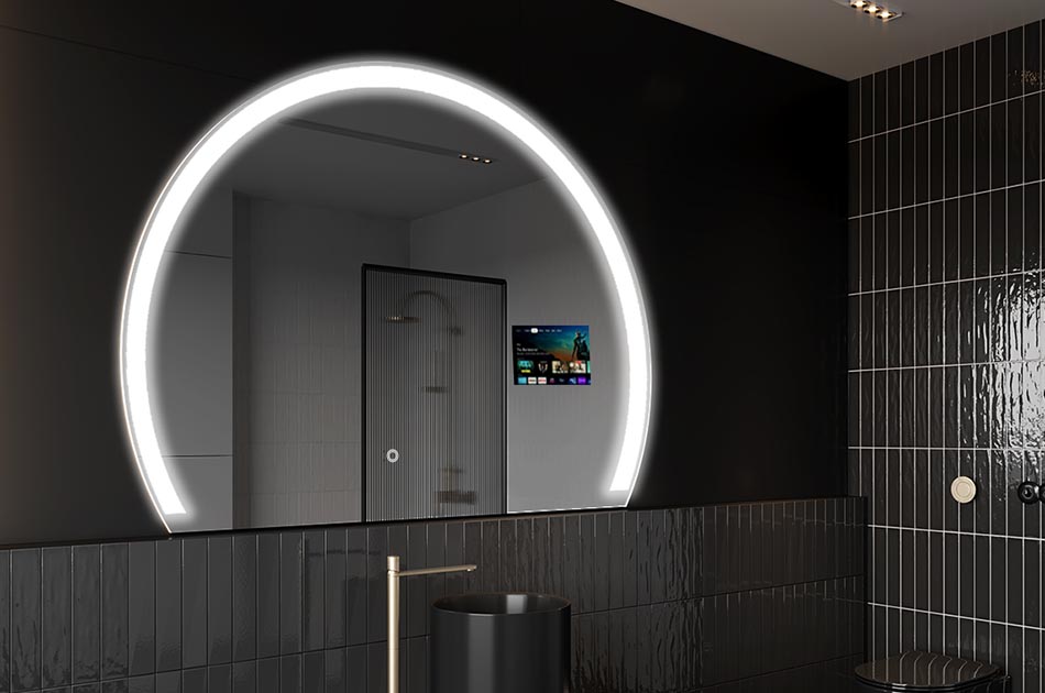 Onregelmatige LED-spiegel met weerdisplay en aanraakscherm | ARTFORMA