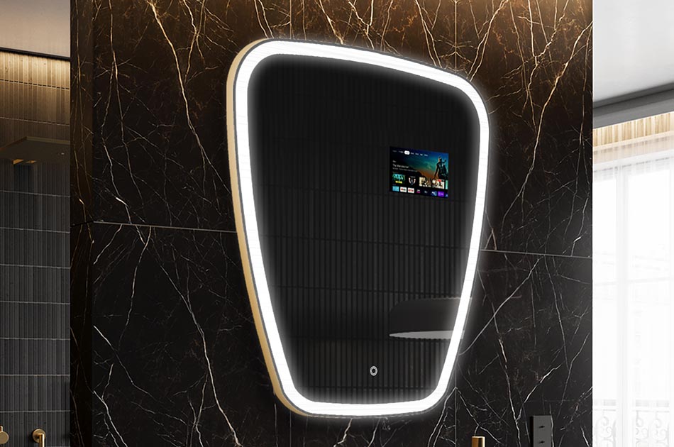 Onregelmatige LED-spiegel met weerdisplay en aanraakscherm | ARTFORMA