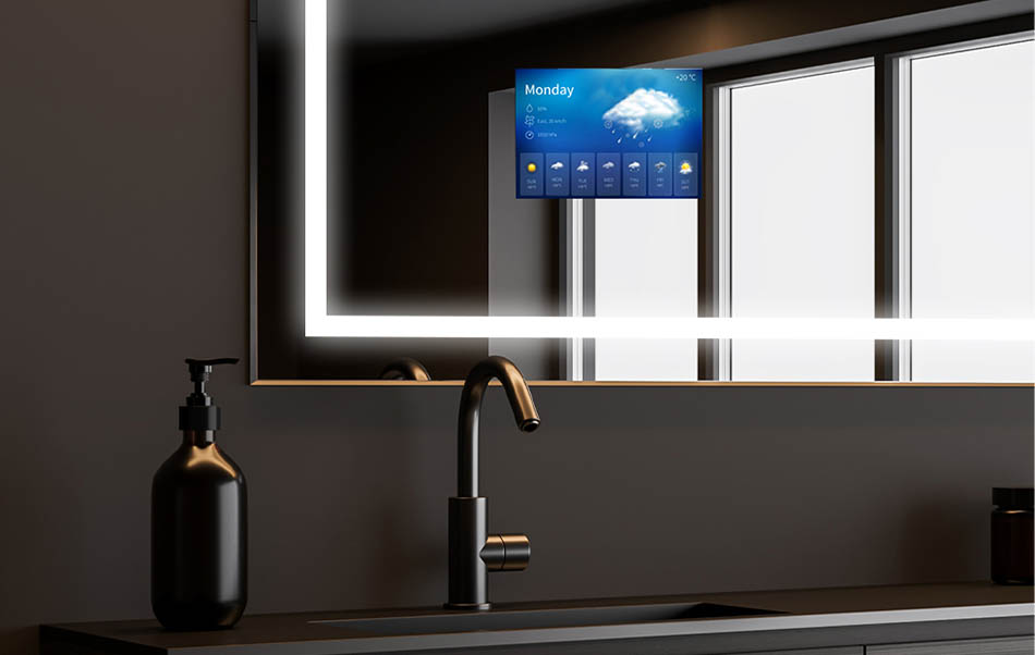 Op onze badkamerspiegels kun je de AccuWeather-app installeren voor een actuele weervoorspelling. Deze informatiebron wordt door meer dan 1,5 miljard mensen gebruikt. Als je ziet dat het geen dag wordt voor lange wandelingen, ontspan dan met een warm bad terwijl je naar jouw favoriete serie kijkt. Warm water, zachte ledverlichting en een serie in hoge beeldkwaliteit en jouw dag kan niet meer stuk.