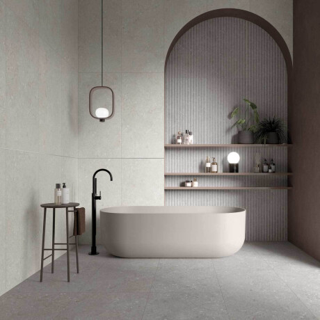 Wandtegels 60x120 cm, beige mat, A4H1100 Shellstone Beige Rigat-One #1