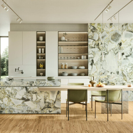 Vloertegels 120x120, wit marmer met gouden aders, glanzend, A4H1120 Bellezza Bianca #6