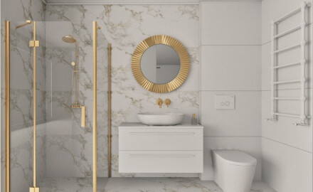 Geglazuurd vloertegels 60x120 cm, wit met gouden aders, mat, gerectificeerd, A4H116 Varenna
