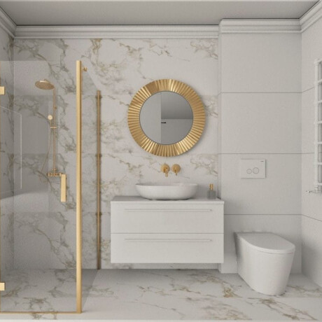 Geglazuurd vloertegels 60x120 cm, wit met gouden aders, mat, gerectificeerd, A4H116 Varenna #1