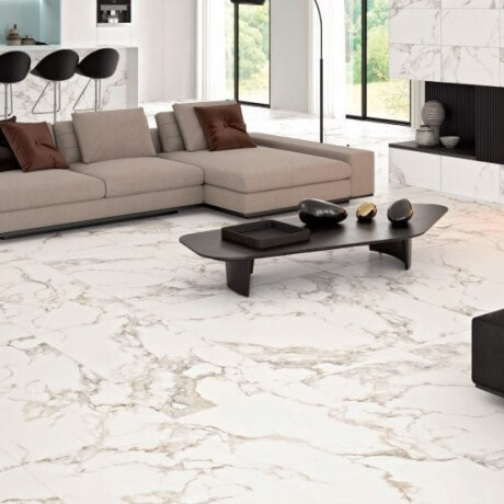 Geglazuurd vloertegels 60x120 cm, wit met gouden aders, mat, gerectificeerd, A4H116 Varenna #2