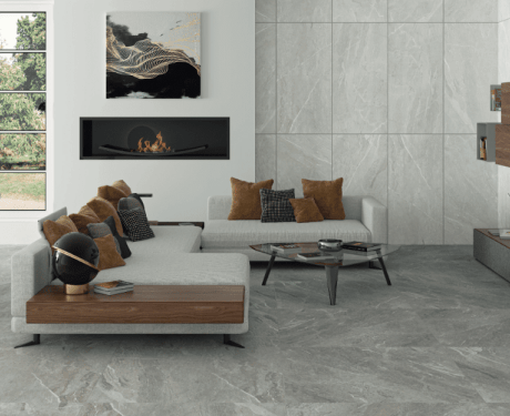 Geglazuurd porselein voor de vloer, 60 x 120 cm, lichtgrijs, mat, gerectificeerd, A4H125, Materia Pearl