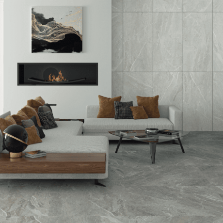 Geglazuurd porselein voor de vloer, 60 x 120 cm, lichtgrijs, mat, gerectificeerd, A4H125, Materia Pearl #1
