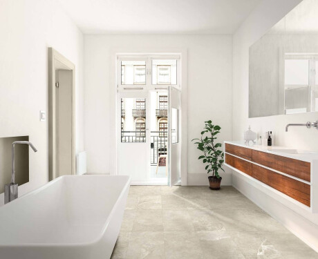 Vloertegels 60x120, lichtgrijs met een warme beige tint en aders, mat, A4H140 Ermetica Bianco