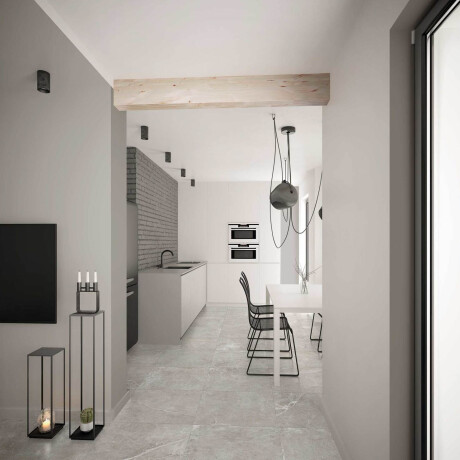 Vloertegels 60x120, lichtgrijs met een warme beige tint en aders, mat, A4H140 Ermetica Bianco #2
