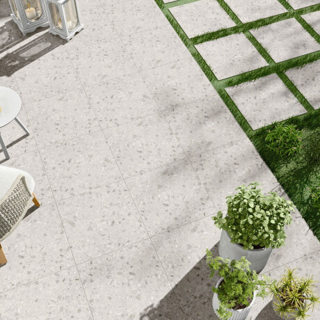 Geglazuurd steengoed 90x90 lichtgrijs Ivory A4H145 Terrazzo #2