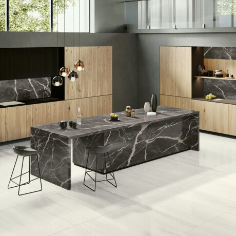 Grootformaat porseleinen tegel van 120 x 270 cm met grijze aders, glanzend, gerectificeerd, A4H185 Dolomite #3