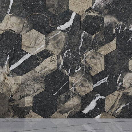 Geglazuurd vloertegels Pierre Black 120x120 cm, zwart glanzend met gouden aders, gerectificeerd A4H197 #5