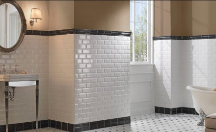 Afgeschuinde keramische wandtegel 10x20, wit glanzend, afgeschuind A4H22 Blanco Brillo