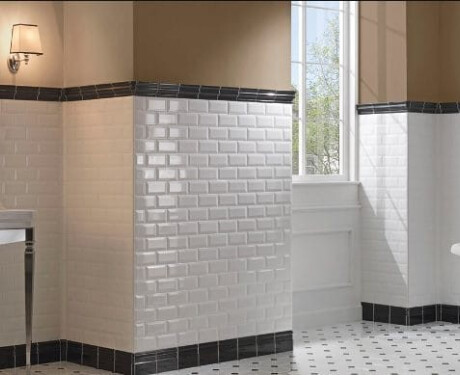 Afgeschuinde keramische wandtegel 10x20, wit glanzend, afgeschuind A4H22 Blanco Brillo