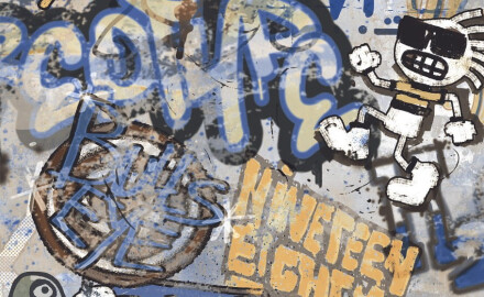 Geglazuurd vloertegels 120x280 cm, matgrijs, gerectificeerd A4H248 City Graffiti Grey