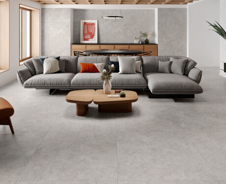 Vloertegels 100x100, travertijn, dwarsgesneden, mat, grijs A4H497 Chrono Grey