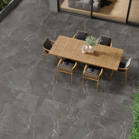 Steenachtige tegels met aders voor de vloer, 100x100, mat, donkergrijs A4H507 Volterra Stone #2