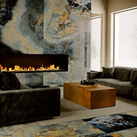 Grootformaat porselein 120x280, diepblauw marmer met aders, glanzend, A4H674 Eterno Blu #7
