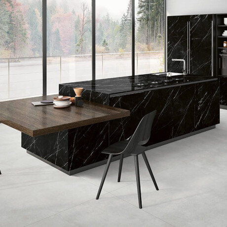 Grootformaat porselein 120x280, zwart marmer met witte aders, mat, A4H688 Markina Black #7