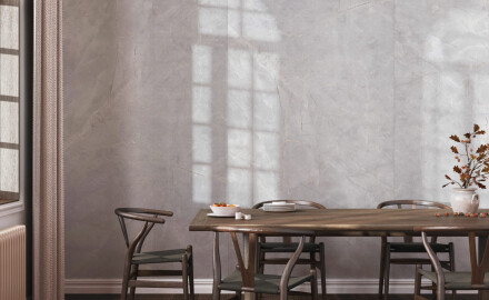 Grootformaat porselein 120x280, marmer met aders, glanzend, A4H800 Omani Pearl