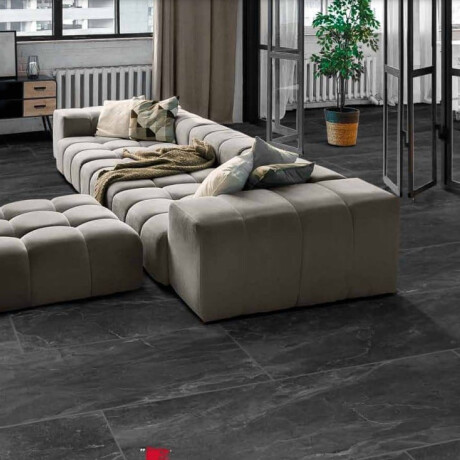 Geglazuurd porselein voor de vloer, 60 x 120 cm, matzwart, gerectificeerd, A4H85 Iroc Black #18