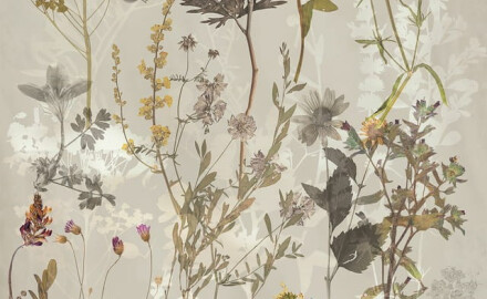 Wandtegels 60x120 cm, grijs met bloemmotieven, mat, A4H919 Glame