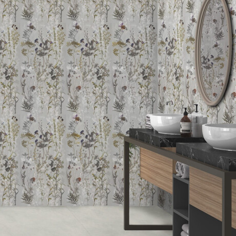 Wandtegels 60x120 cm, grijs met bloemmotieven, mat, A4H919 Glame #2