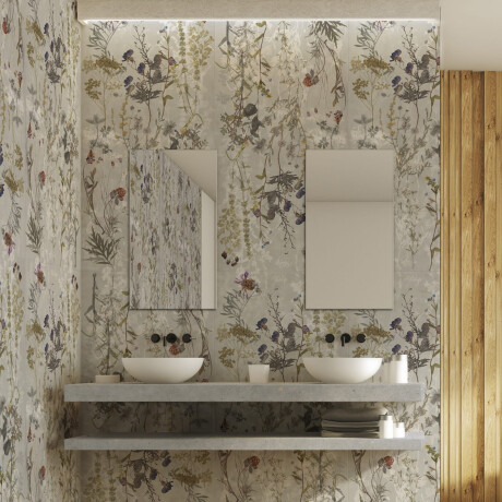 Wandtegels 60x120 cm, grijs met bloemmotieven, mat, A4H919 Glame #4