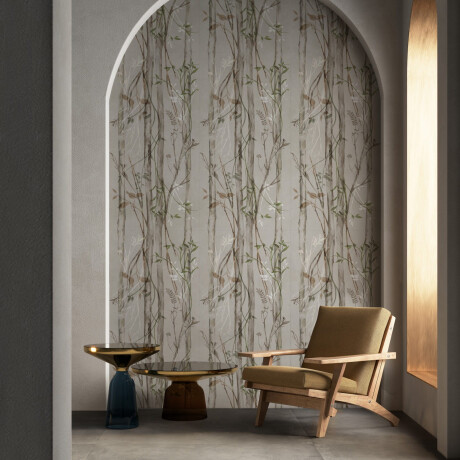 Wandtegels 60x120 cm, grijs met botanische motieven, mat, A4H920 Erbario #2