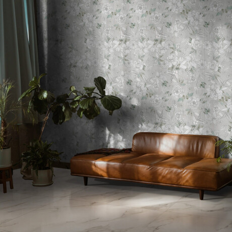 Wandtegels 60x120 cm, grijs met bloemmotieven, mat, A4H923 Lirio #1