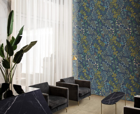 Wandtegels 60x120 cm, blauw met botanische motieven, mat, A4H924 Majorele