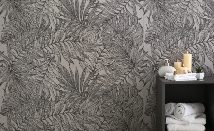 Wandtegels 60x120 cm, grijs met botanische motieven, mat, A4H925 Panaria