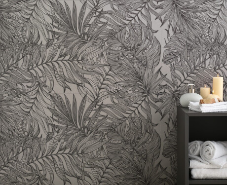 Wandtegels 60x120 cm, grijs met botanische motieven, mat, A4H925 Panaria