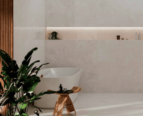Grootformaat porselein 100x100, marmer met aders, glanzend, A4H941 Saffire Cream