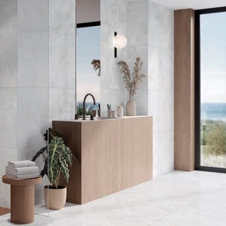 Grootformaat porselein 100x100, marmer met aders, glanzend A4H944 Saffire Pearl #6