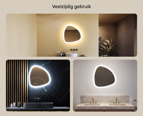 Onregelmatig spiegel met verlichting, tweekleurig, touch‑schakelaar, verwarmingsmat #2