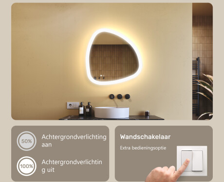 Onregelmatig spiegel met verlichting, tweekleurig, touch‑schakelaar, verwarmingsmat #4