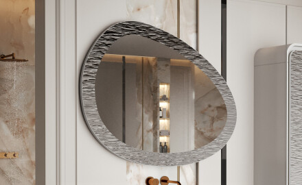 Asymmetrische badkamerspiegel met metalen frame L292