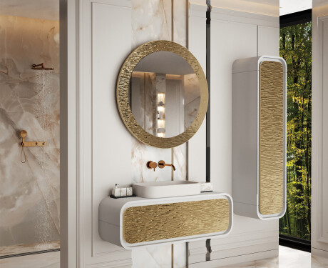 Ronde spiegel met decoratieve metalen afwerking L288