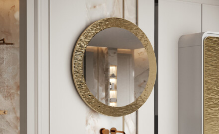 Ronde spiegel met decoratieve metalen afwerking L288