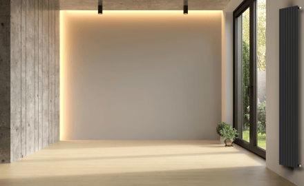 Verticale decoratieve radiator met montageset, zwart