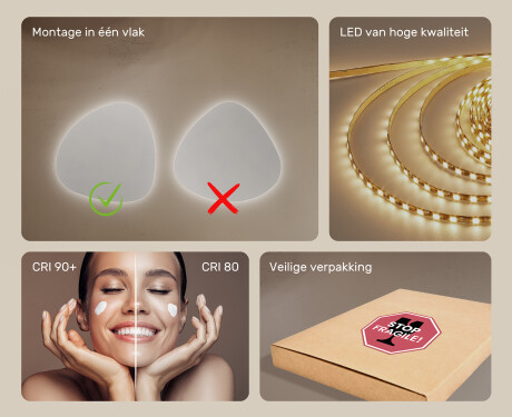 LED Badkamerspiegel in Onregelmatige Vorm 74x74cm met koel LED-licht 7000K, warm licht 3000K of neutraal licht 4500K #5