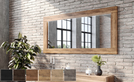 Rechthoekige houten spiegels met eiken lijst L224