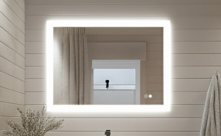 Rechthoekige LED-badkamerspiegel 80x60 cm met Dual color, Aanraakschakelaar, Verwarmingsmat