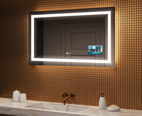 Moderne badkamer spiegel met led-verlichting L15 120x80cm - SmartScreen, DualColor, Verwarmingsmat